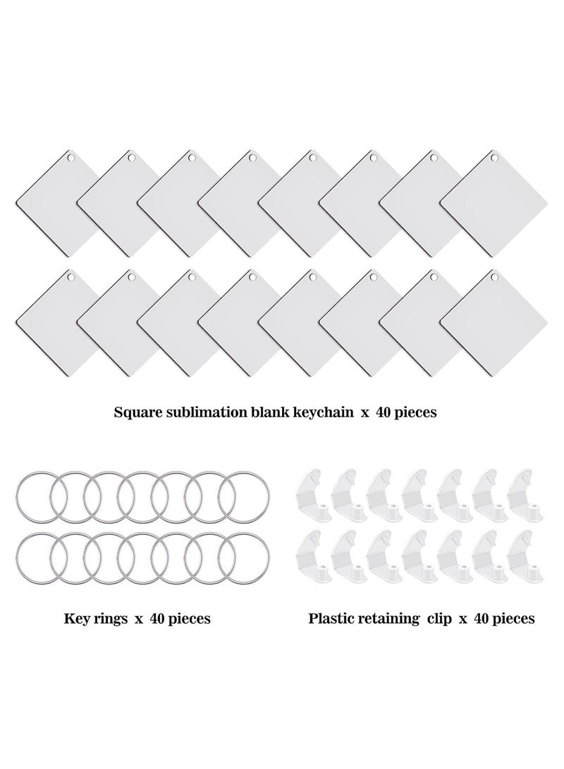 Captaintech 120 Pieces Square Sublimation Keychain, Blanks Double Side Heat Transfer Blanks MDF Key Rings Blank Board Key Chain Blanks for Sublimation DIY and Craft - Image 2