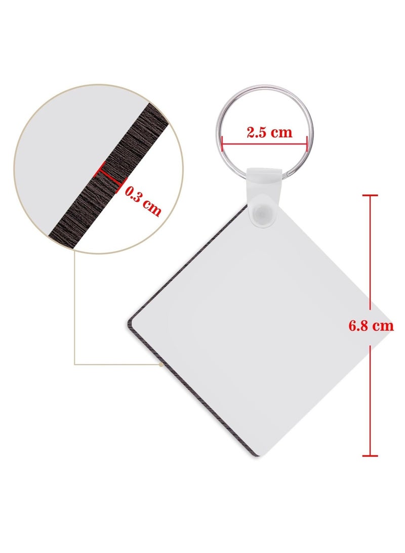 Captaintech 120 Pieces Square Sublimation Keychain, Blanks Double Side Heat Transfer Blanks MDF Key Rings Blank Board Key Chain Blanks for Sublimation DIY and Craft - Image 3