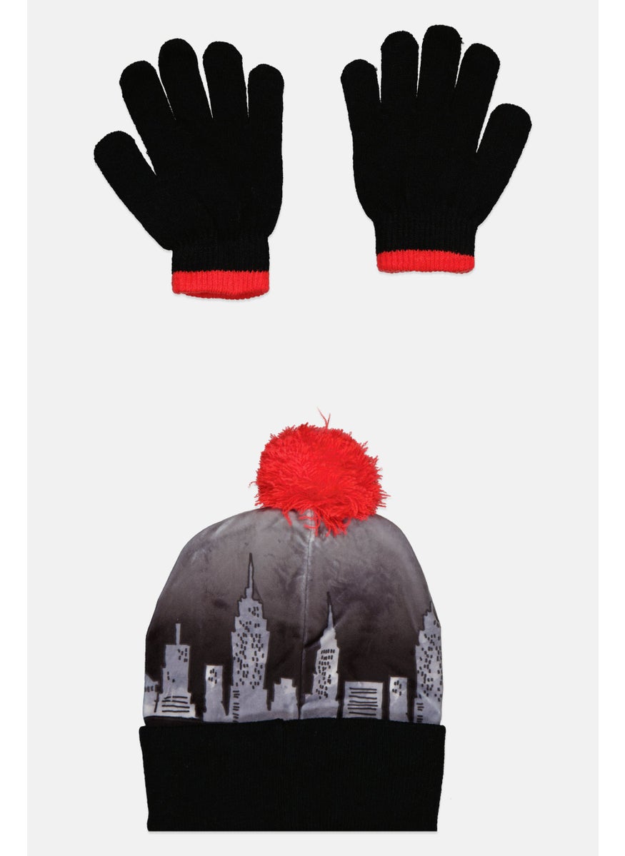 F.R.I.E.N.D.S Kids Girl 2 Pcs Beanie And Gloves Set, Black  - Image 2