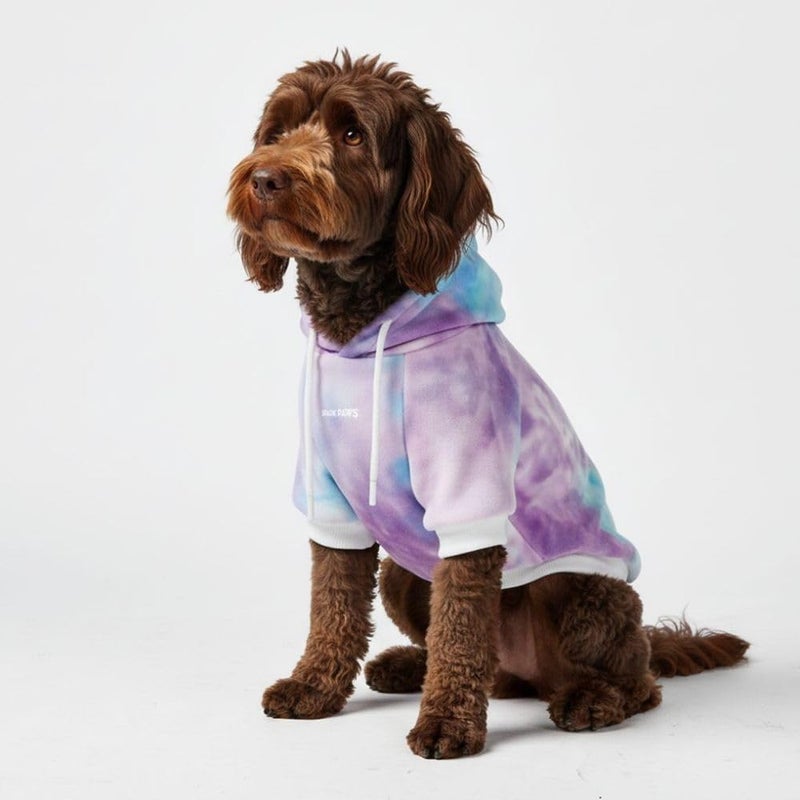 Spark Paws Dog Hoodie – Premium Dog Sweater for Small, Medium, and Large Dogs | Warm Outfits for French Bulldogs, Pitbull, Puppy, Winter Jacket Alternative - 90s Retro Sky Dye - 2XL - Image 1