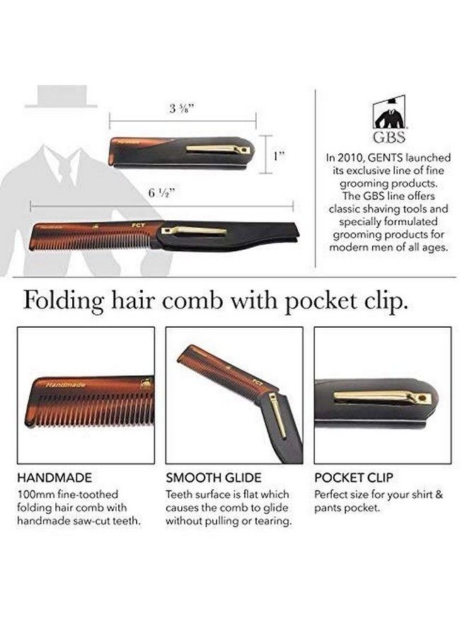 G.B.S Handmade Stylish Comb Set Hair Styling Grooming Combs For Men Women Fine Toothed Tortoise Combs Pack Of 4 (1 Dct Dressing Comb 1 Fct Folding Comb 1 Pct Pocket Comb 1 Mct Mustache Comb) - Image 5