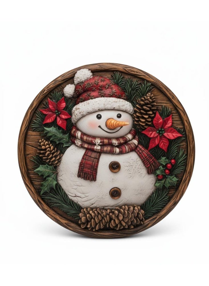 AKDC Round Ceramic Christmas Coaster 20 cm – Snowman Design Festive Drink Mat - Image 2