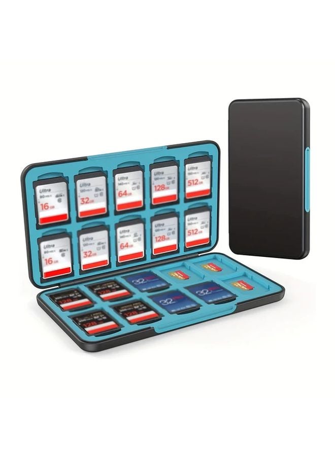 Black Memory Card Case with 20 SD and 20 Micro SD Slots Portable Storage Holder - Image 1