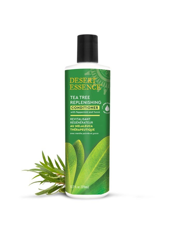 Desert Essence Tea Tree Replenishing Conditioner - 12.7 Fl Ounce - Peppermint & Yucca - Eucalyptus Oil - Vitamin E - Keratin - Murumuru Butter For Dull, Damaged Hair - Reduces Hair Breakage & Flaking - Image 2