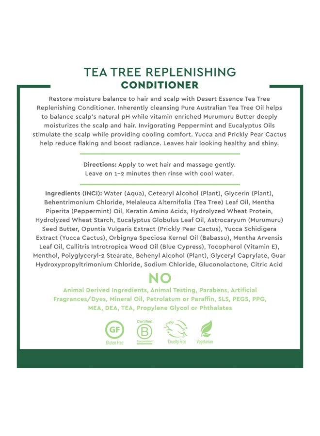 Desert Essence Tea Tree Replenishing Conditioner - 12.7 Fl Ounce - Peppermint & Yucca - Eucalyptus Oil - Vitamin E - Keratin - Murumuru Butter For Dull, Damaged Hair - Reduces Hair Breakage & Flaking - Image 5