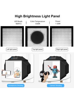 PULUZ Upgrade Light Box & Soft Box 40cm 16"x16" Inches  Professional Shooting Tent with 480 LED Lights Photo Studio Light Box Photography with 4 Color PVC Backdrops for Jewelry and Product Photography  - Image 5
