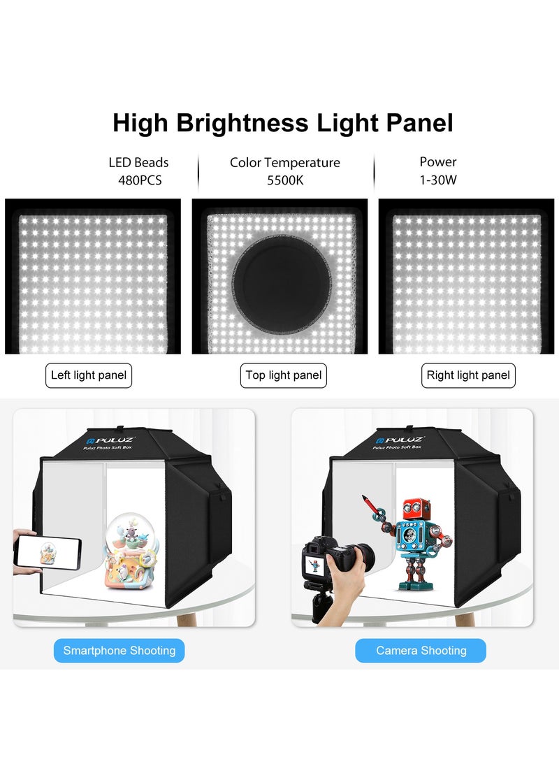 PULUZ Upgrade Light Box & Soft Box 40cm 16"x16" Inches  Professional Shooting Tent with 480 LED Lights Photo Studio Light Box Photography with 4 Color PVC Backdrops for Jewelry and Product Photography  - Image 5