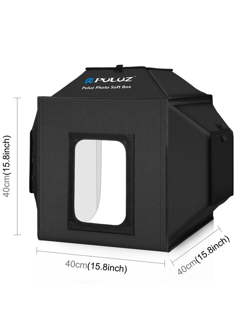 PULUZ Upgrade Light Box & Soft Box 40cm 16"x16" Inches  Professional Shooting Tent with 480 LED Lights Photo Studio Light Box Photography with 4 Color PVC Backdrops for Jewelry and Product Photography  - Image 2