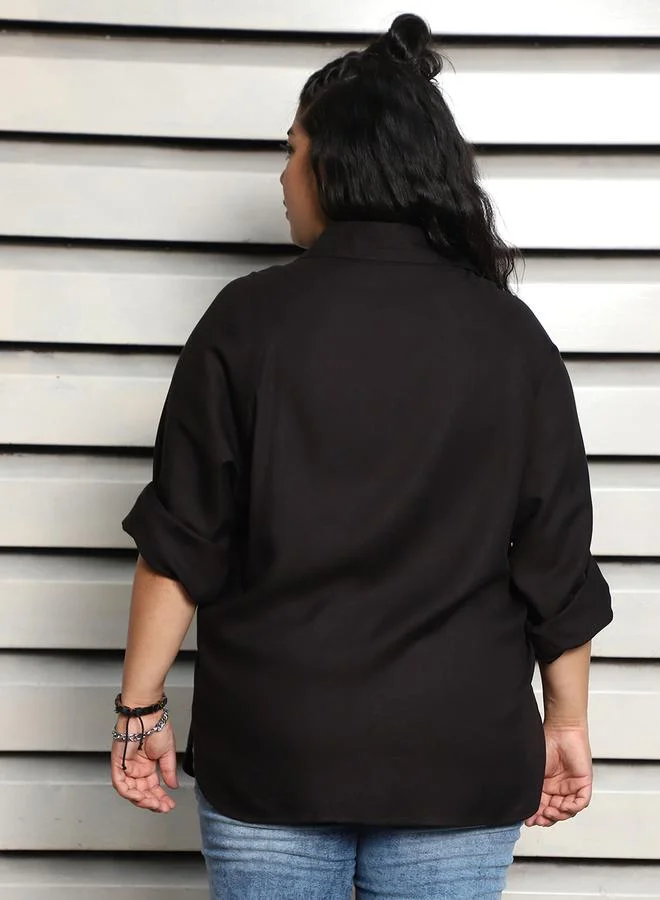 HIGH STAR HIGH STAR Plus Size Spread Collar Boxy Fit Casual Shirt