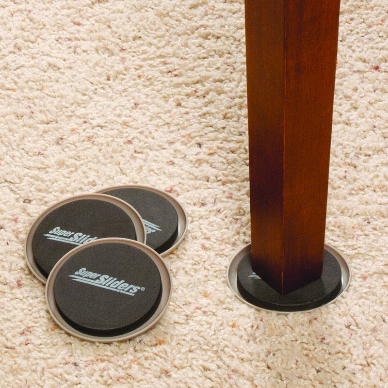 SUPER SLIDERS زلاجات الأثاث القابلة لإعادة الاستخدام 3 1/2" و 7" للجوانب الدائرية للسجاد - حركة سهلة وحماية للأسطح، بيج (8 عبوة) - Image 4