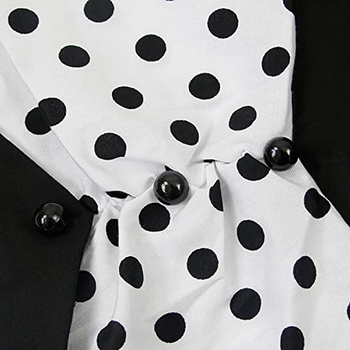 KILLREAL Women's Vintage Style 1950's Retro Short Sleeve Polka Dot Printed Swing Cocktail Dress Black Small - Image 5