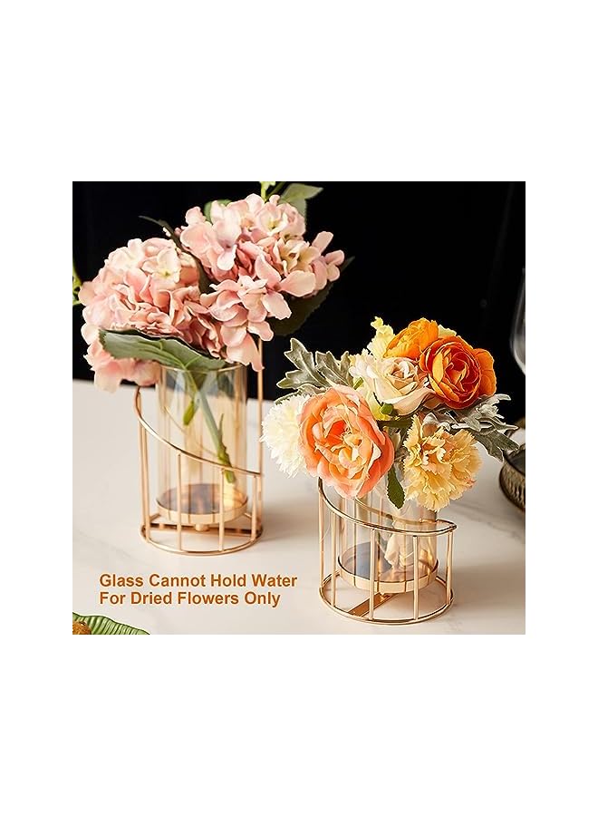 S-TOP Gold Metal Wire Candle Holders, Set of 2 Elegant Tea Light Candleholders - for Wedding Centerpiece, Rustic & Modern Home Decor in Living Room, Dining Room & Bedroom - Image 2