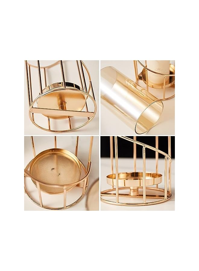 S-TOP Gold Metal Wire Candle Holders, Set of 2 Elegant Tea Light Candleholders - for Wedding Centerpiece, Rustic & Modern Home Decor in Living Room, Dining Room & Bedroom - Image 4