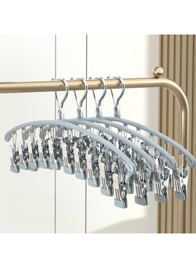 GGEROU Versatile PU-Coated 10-Clip Sock Hanger Closet Organizer 4 Pack Grey - Image 1