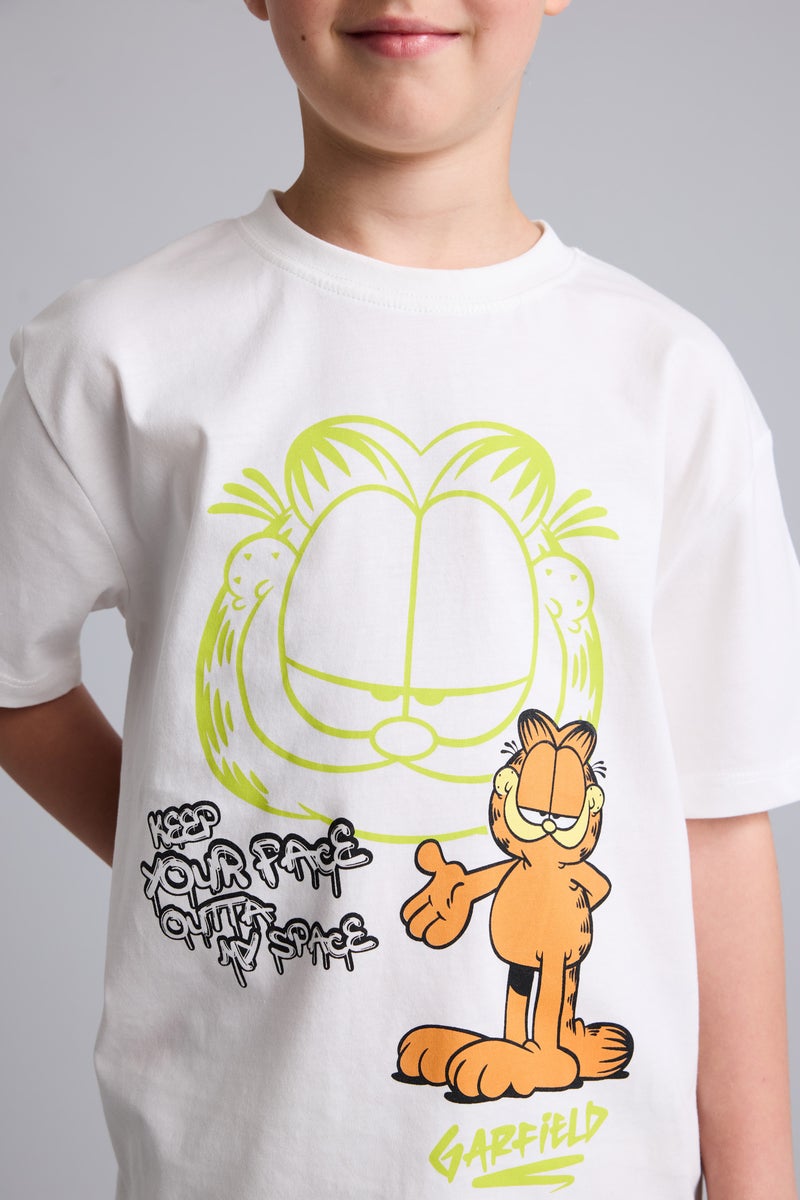 DeFacto White Boy 2 piece Regular Fit Garfield Knitted Pyjamas Casual - Image 4