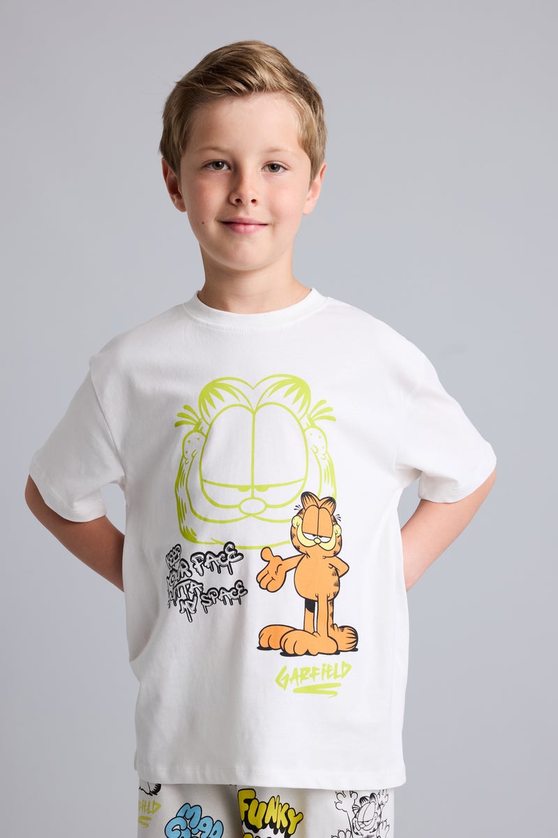 DeFacto White Boy 2 piece Regular Fit Garfield Knitted Pyjamas Casual - Image 3