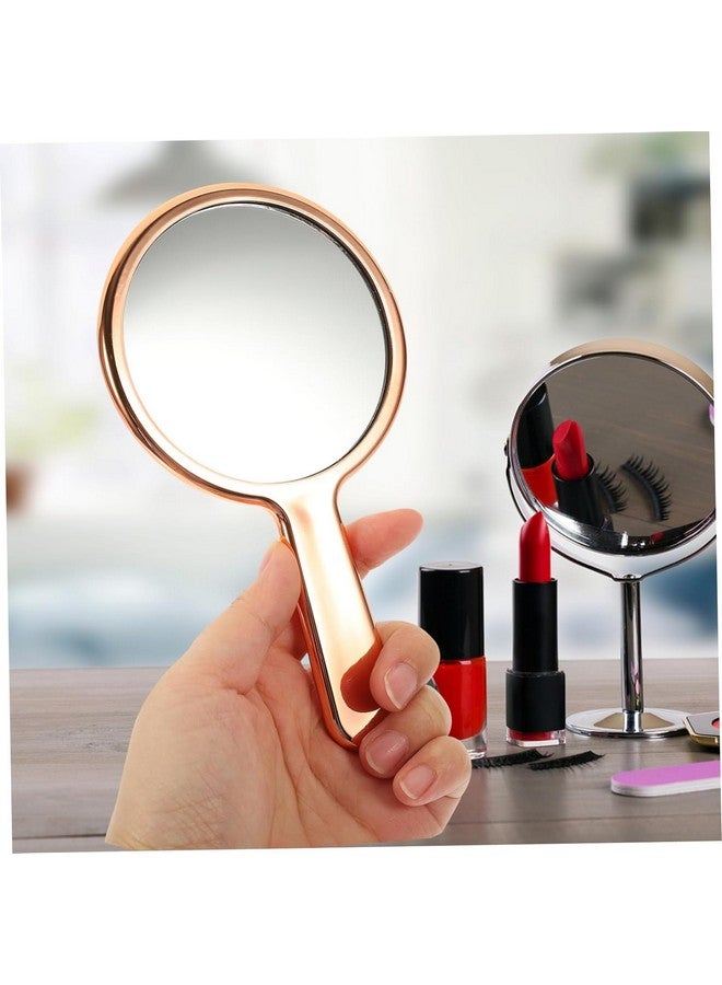 Scarlet Line Professional Rose Gold Round One Sided Mirror With Plastic Grip Handle For Cosmetic Makeup, Salon Barber Hairdressing For Men And Women - Image 4