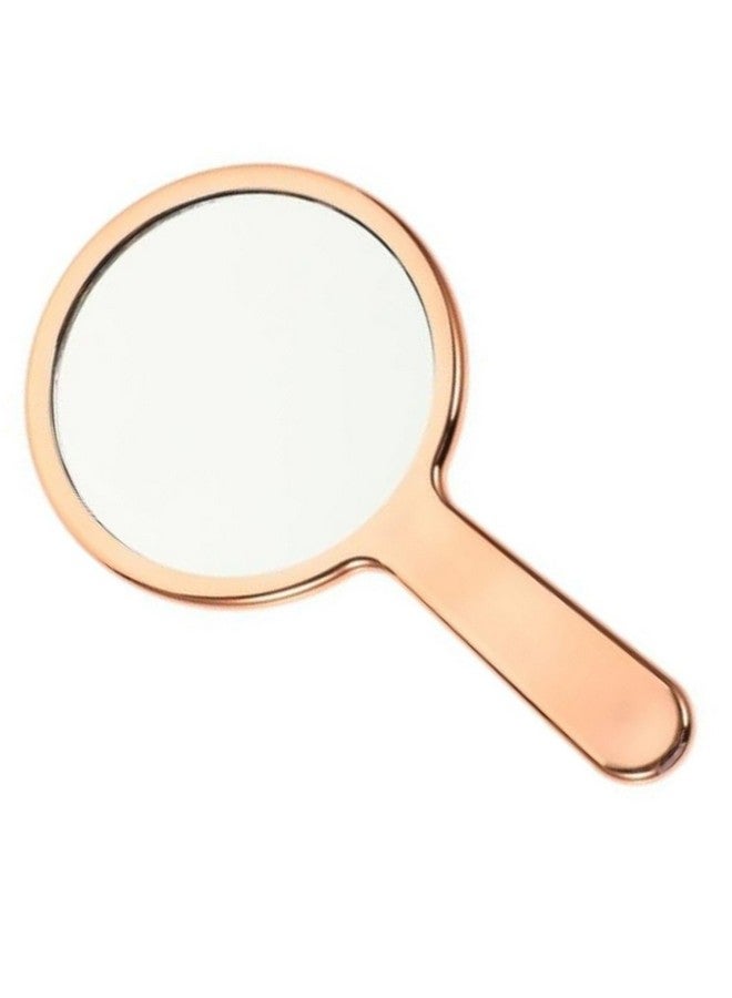 Scarlet Line Professional Rose Gold Round One Sided Mirror With Plastic Grip Handle For Cosmetic Makeup, Salon Barber Hairdressing For Men And Women - Image 1