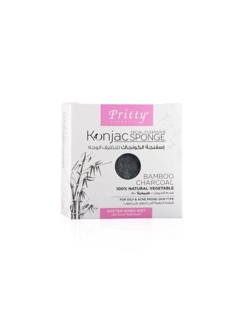 Pritty Facial Cleansing Konjac Sponge Bamboo Charcoal
