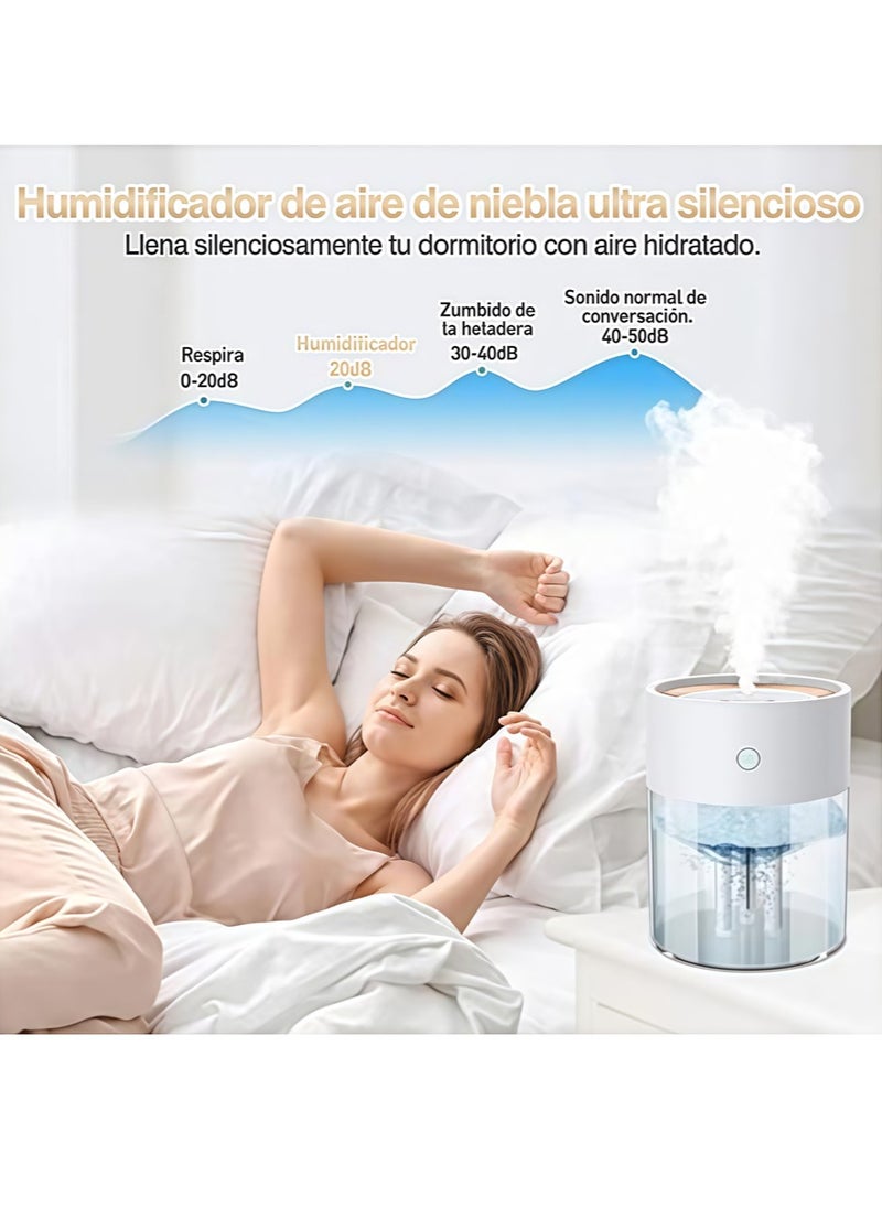 Perfin - 2L large-capacity ultrasonic humidifier, three holes for efficient operation. 7-color LED lights shine. Start luxurious aromatherapy humidification. - Image 1