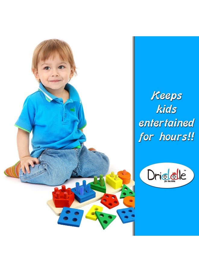 Driddle Wooden Educational Sorting and Stacking Toy - Learn Color and Shape Recognition - Puzzle Blocks Toy for Toddlers - Preschool Children Game - Kids Montessori Education - Image 5