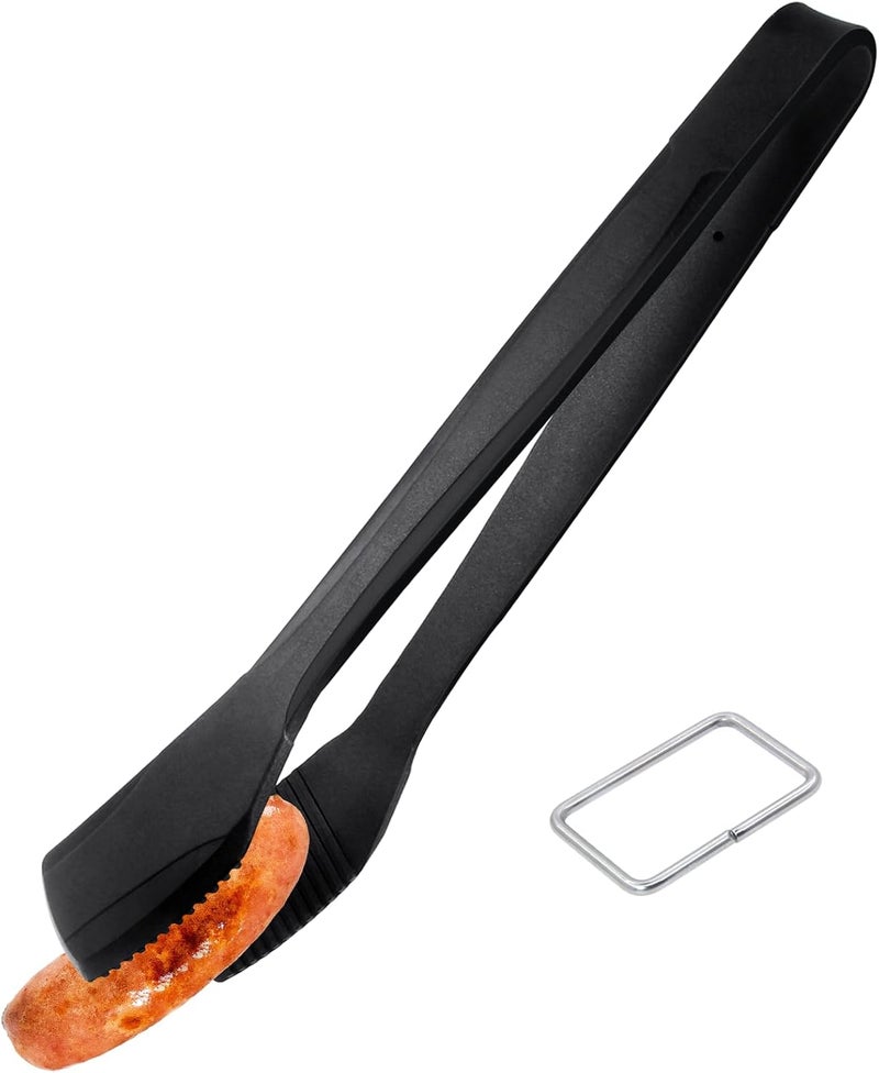 KIBBEH Silicone Kitchen Cooking Tongs, Premium Stainless Steel Silicone Barbecue Clamp, Multipurpose BBQ Clamp Spatula for Gripper Bread Clip, Fried Steak Clamp, Flipping Fish, Toast Salad Tongs（11 Inch） - Image 1