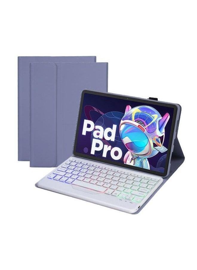 Generic For Lenovo Tablet Small Leather Pad Pro11.5 Inch Bluetooth Keyboard M10plus Shell Touch Back Brilliance-Color:Smoked Purple + (backlit)-Product Type:Lenovo Tab M10 HD(2nd Gen)X306F  - Image 1