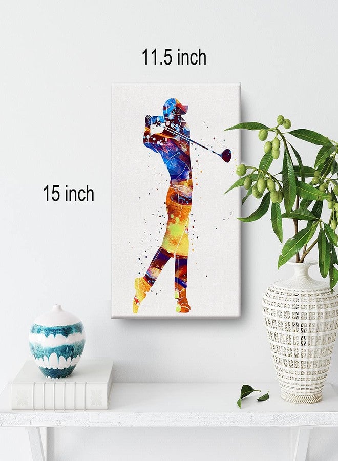 Nvhai Golf Watercolor Wall Art Golf Sports Golfers Canvas Painting Prints for Home Office Wall Decor Framed Artwork Golfer Gifts(12x15 Inch) - Image 2