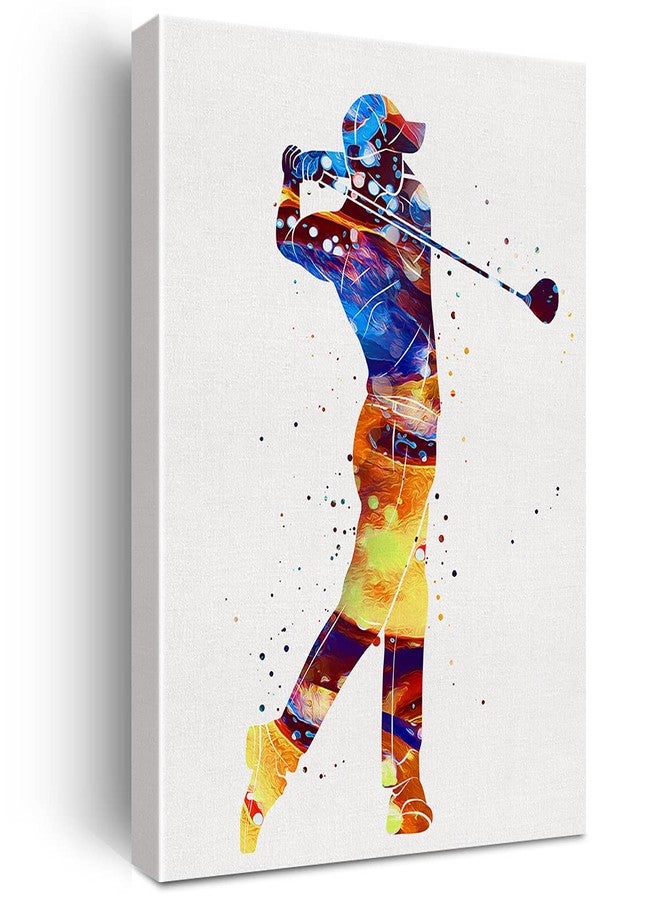 Nvhai Golf Watercolor Wall Art Golf Sports Golfers Canvas Painting Prints for Home Office Wall Decor Framed Artwork Golfer Gifts(12x15 Inch) - Image 1