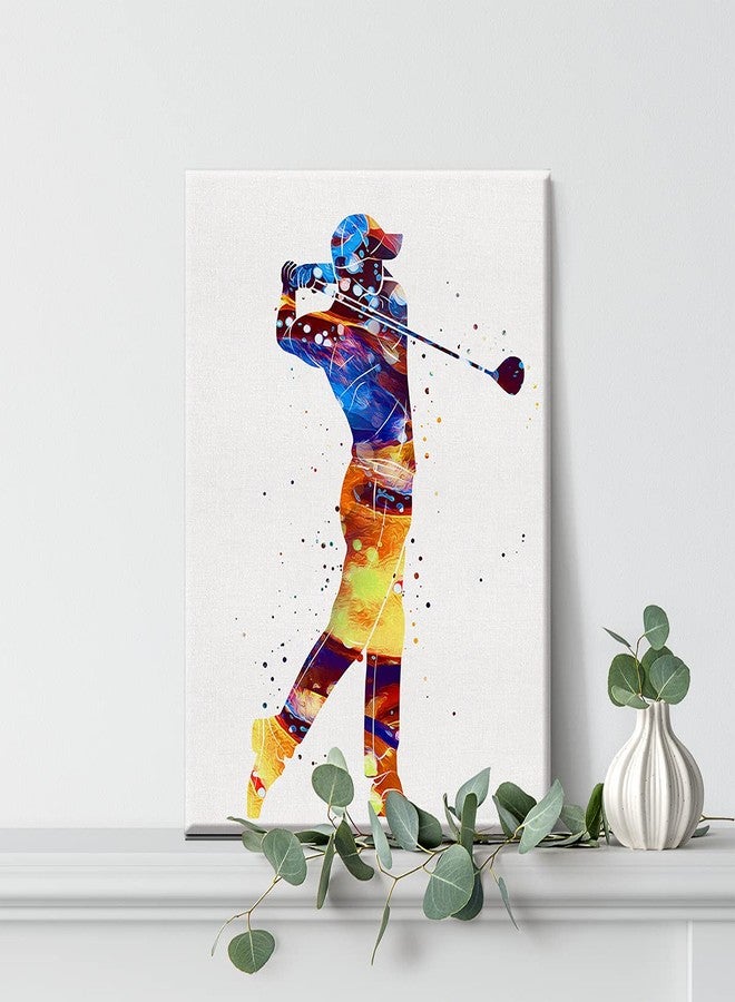Nvhai Golf Watercolor Wall Art Golf Sports Golfers Canvas Painting Prints for Home Office Wall Decor Framed Artwork Golfer Gifts(12x15 Inch) - Image 5