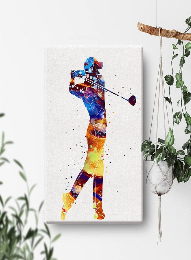 Nvhai Golf Watercolor Wall Art Golf Sports Golfers Canvas Painting Prints for Home Office Wall Decor Framed Artwork Golfer Gifts(12x15 Inch) - Image 4