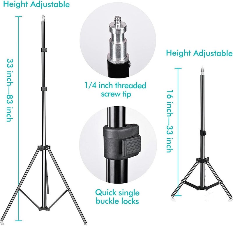 SLOW DOLPHIN Photography Umbrella Lighting Kit,400W 5500K Daylight Photo Portrait Continuous Reflector Lights for Camera Video Studio Shooting White/Black Umbrella - Image 3