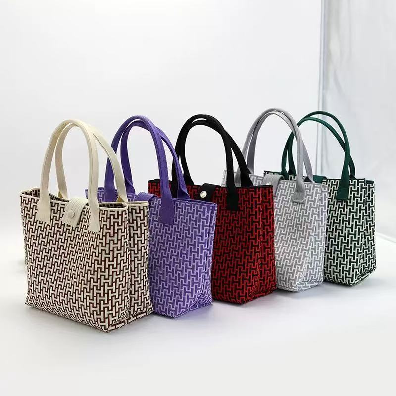 Trendy Knitted Bag Woven Tote Bag Korean Style New Handbag Large Capacity Female Student Shopping Bag Manufacturer - Image 2