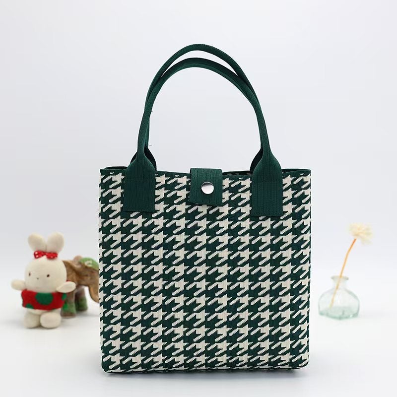 Trendy Knitted Bag Woven Tote Bag Korean Style New Handbag Large Capacity Female Student Shopping Bag Manufacturer - Image 1