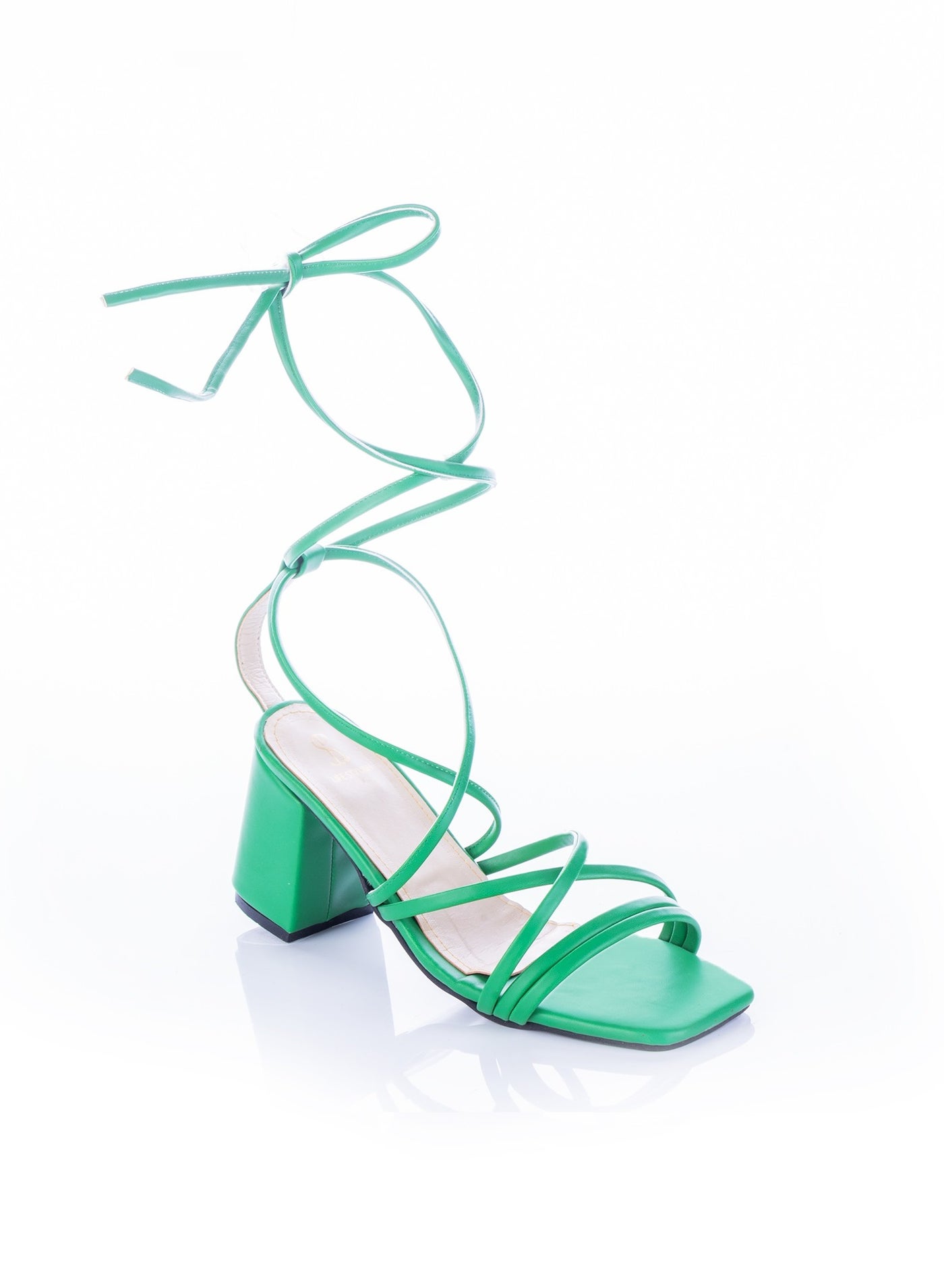SN-12 Leather Rope Heel Sandals - Green
