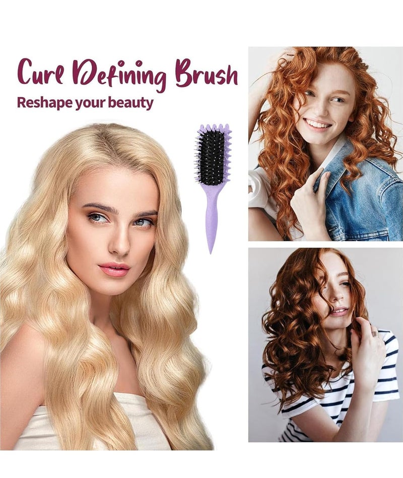 Combelle 5-in-1 Curl Hair Brush, Vegan Boar Bristles, Bio-Baked PLA Handle, Detangling and Frizz Control for Curly Hair (Purple) - Image 3