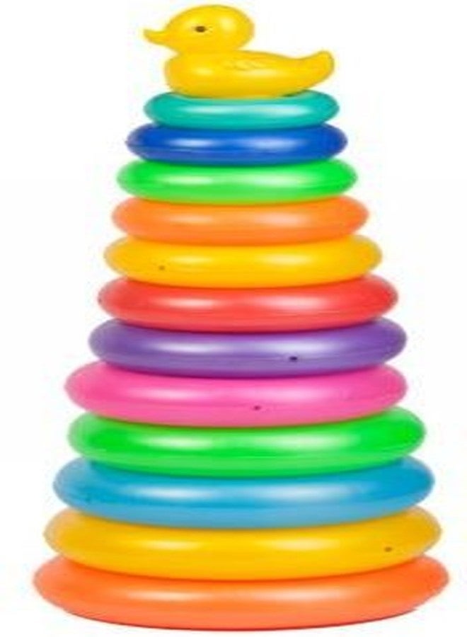 Toyztrend Plastic Duck Stacking Ring Super Stack Up Educational Toy Multicolour 12 Rings for Toddlers - Image 1