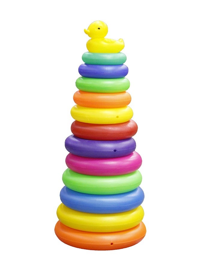 Toyztrend Plastic Duck Stacking Ring Super Stack Up Educational Toy Multicolour 12 Rings for Toddlers - Image 2