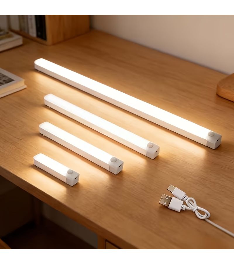 حزمة 2 من أضواء شريط LED قابلة لإعادة الشحن عبر USB مع مستشعر حركة، إضاءة ناعمة، تصميم مغناطيسي وجداري للتركيب، طول 20 سم (7.9 بوصة)، مناسبة للمطبخ والممر وغرفة المعيشة وغرفة التخزين، سهلة التركيب. - Image 4