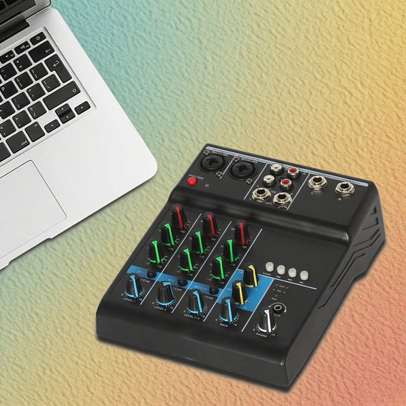 Mixing Console 4-Channel: Professional Sound Card Effects Console - Built-in Upgraded BT Module USB Mixer for Home Music Production, Webcast, Karaoke & Network Teaching - Image 3