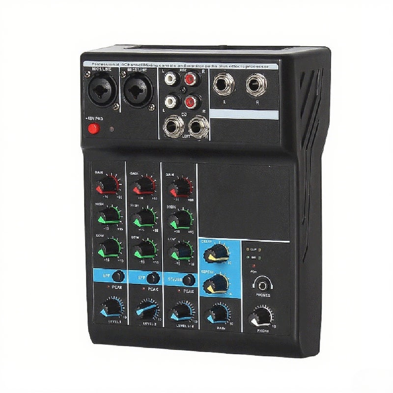 Mixing Console 4-Channel: Professional Sound Card Effects Console - Built-in Upgraded BT Module USB Mixer for Home Music Production, Webcast, Karaoke & Network Teaching - Image 1