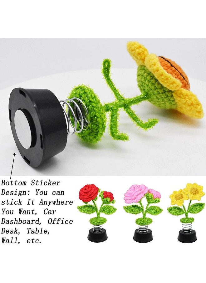 AMNQUERXUS Sunflower Gifts for Women, Adorable Sunflower Decor Car Dashboard Accessories, Home Office Kitchen Bathroom Wall Desk Flower Decoration, Bottom Sticker Design (2 Heads)  - Image 4