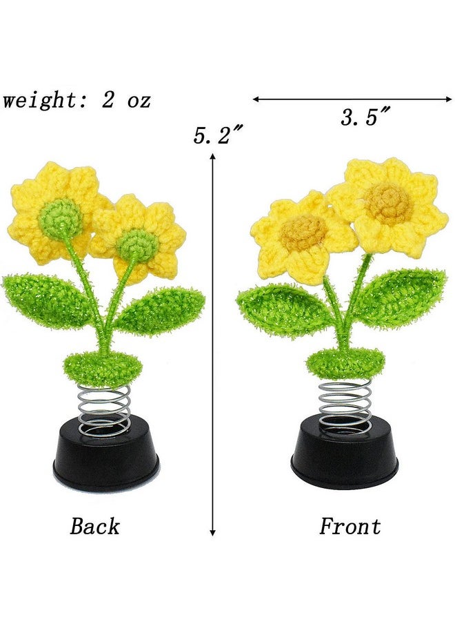 AMNQUERXUS Sunflower Gifts for Women, Adorable Sunflower Decor Car Dashboard Accessories, Home Office Kitchen Bathroom Wall Desk Flower Decoration, Bottom Sticker Design (2 Heads)  - Image 3