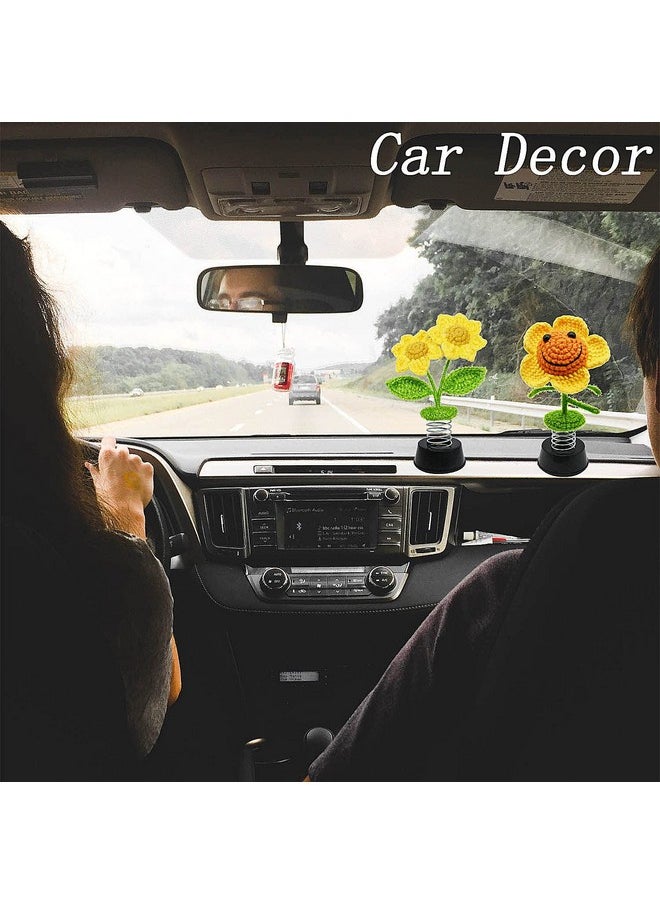 AMNQUERXUS Sunflower Gifts for Women, Adorable Sunflower Decor Car Dashboard Accessories, Home Office Kitchen Bathroom Wall Desk Flower Decoration, Bottom Sticker Design (2 Heads)  - Image 5