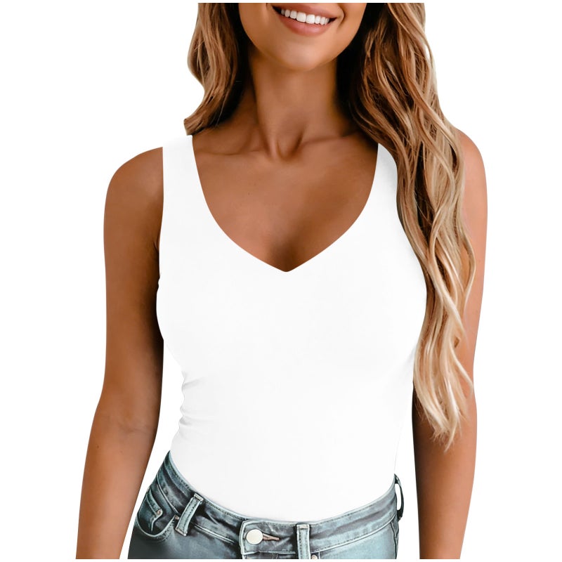 التجارة الإلكترونية 2026 والنساء Slim-Fit اللون الصلب V-Neck كاميسول قميص أعلى - Image 1