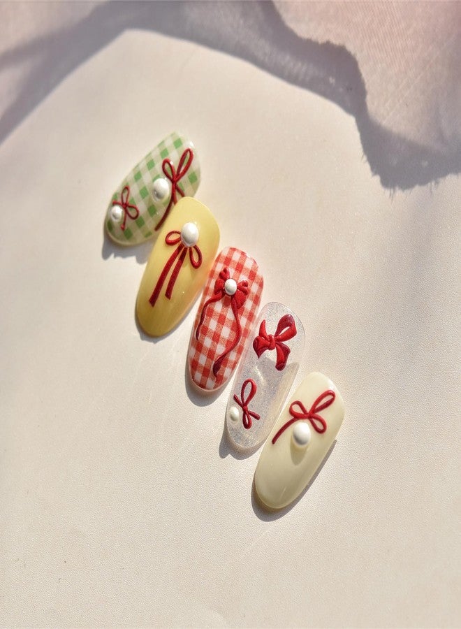 LYLYNB Bow Nail Stickers for Nail Art, Red Bow Nail Decals Self Adhesive Cute Nail Art Stickers 5D Embossed Nail Supplies Pearl Bows Design Valentines Nail Art Decorations DIY Manicure Decals for Women - Image 4