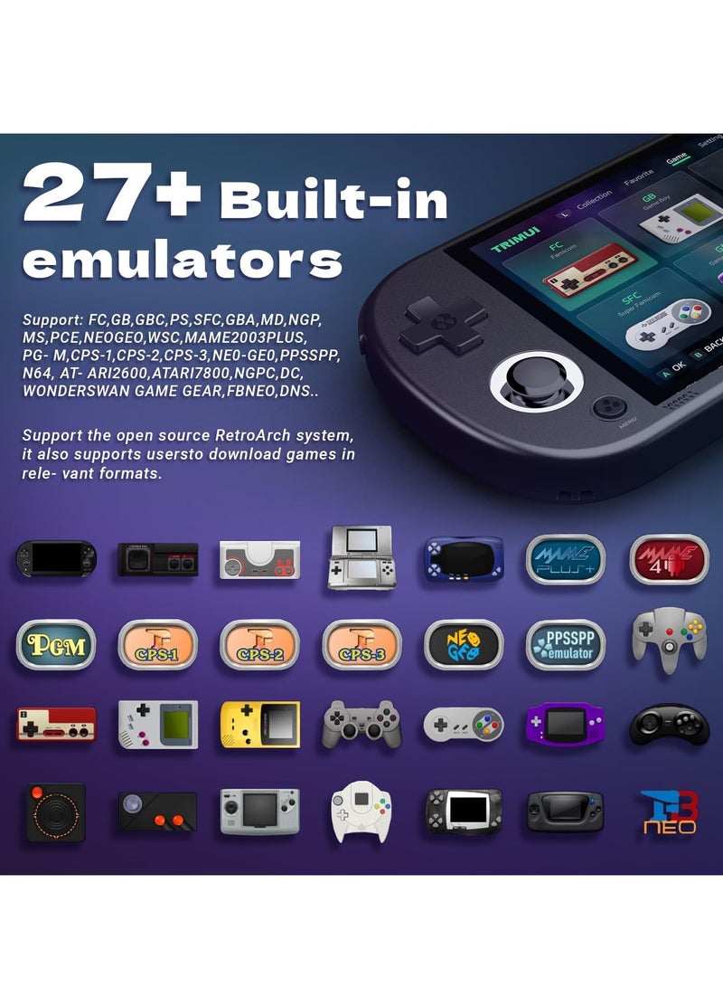 5 inch Handheld Game Console Open source handheld game console 720*1280 IPS high definition smart handheld Game Consoles Preinstalled Emulator System Black Memory Card not Included - Image 2