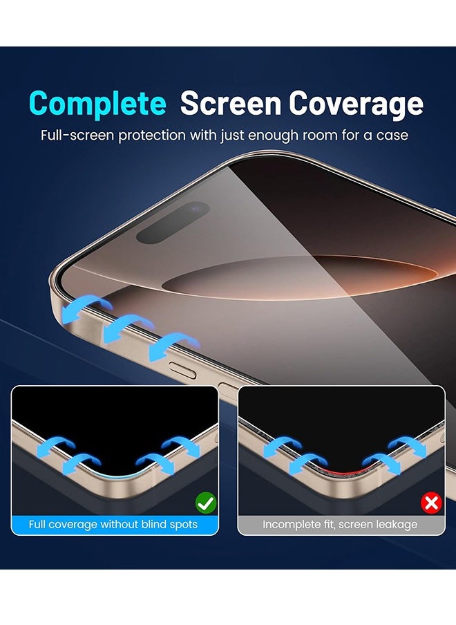 Generic 2Pack iPhone 16 Pro Screen Protector 6.3-Inch HD Clear, Easy Installation, Scratch Resistant,Earpiece integrated dust screen, 9H Tempered Glass Film for iPhone 16 Pro Clear Clear  - Image 4