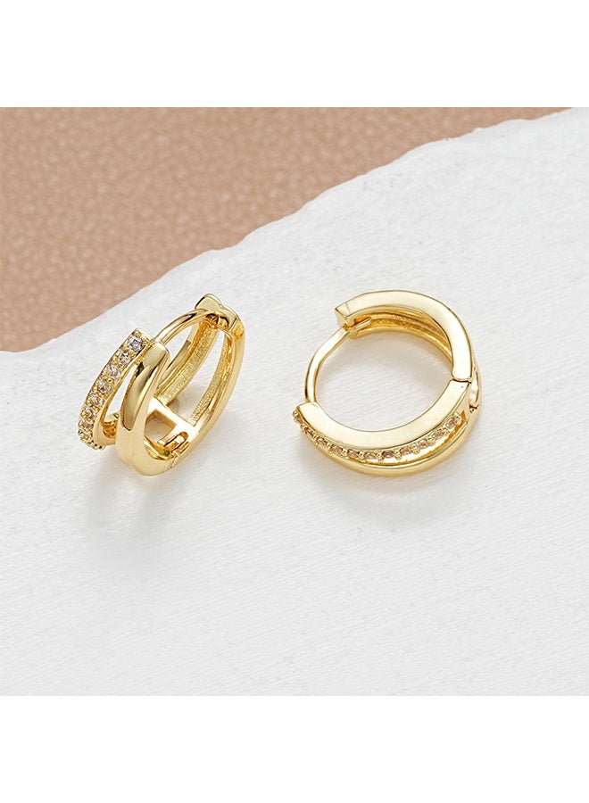4mm wide gold-tone stainless steel hoop earrings for women, 2 pieces - Image 3