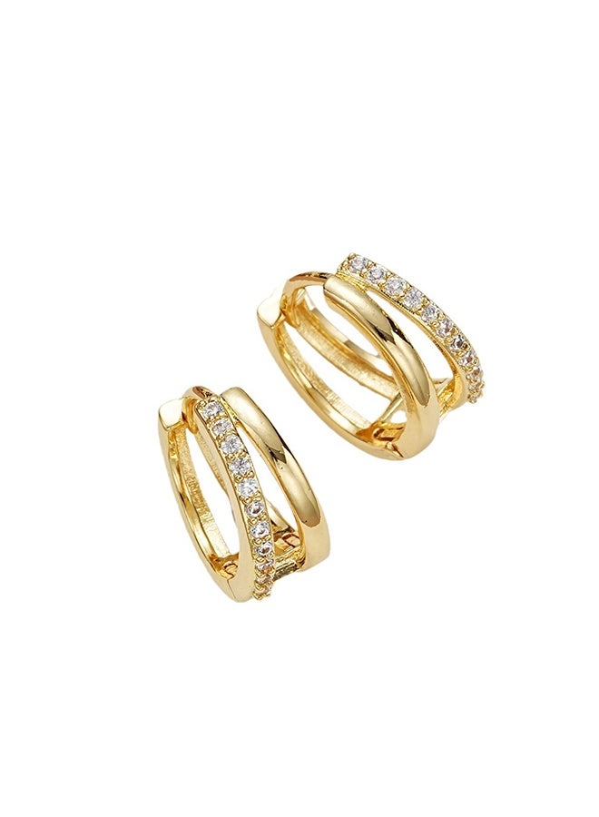 4mm wide gold-tone stainless steel hoop earrings for women, 2 pieces - Image 5